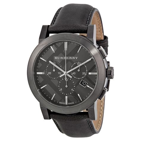 burberry leather-strap chronograph watch gray|Burberry watch outlet.